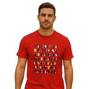 Lacoste Graphic Logo T-Shirt Regular Fit Short Sleeve Red Cod.TH9382 Rg Fit‎ XL
